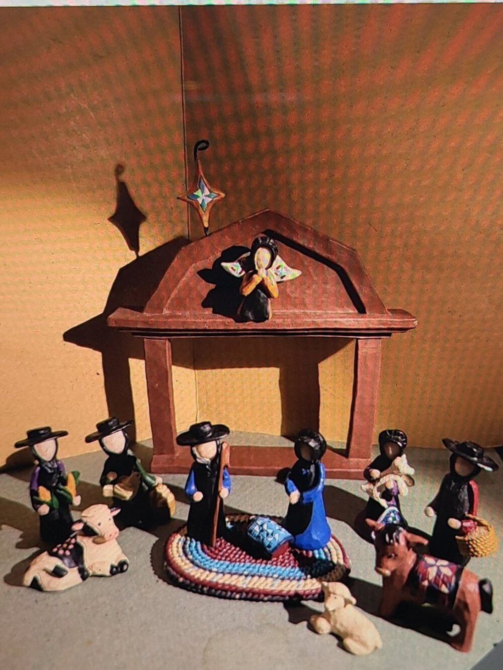Blossom Bucket Amish 13 pieces Nativity Scene Esther O’Hara 2014 NEW in Box